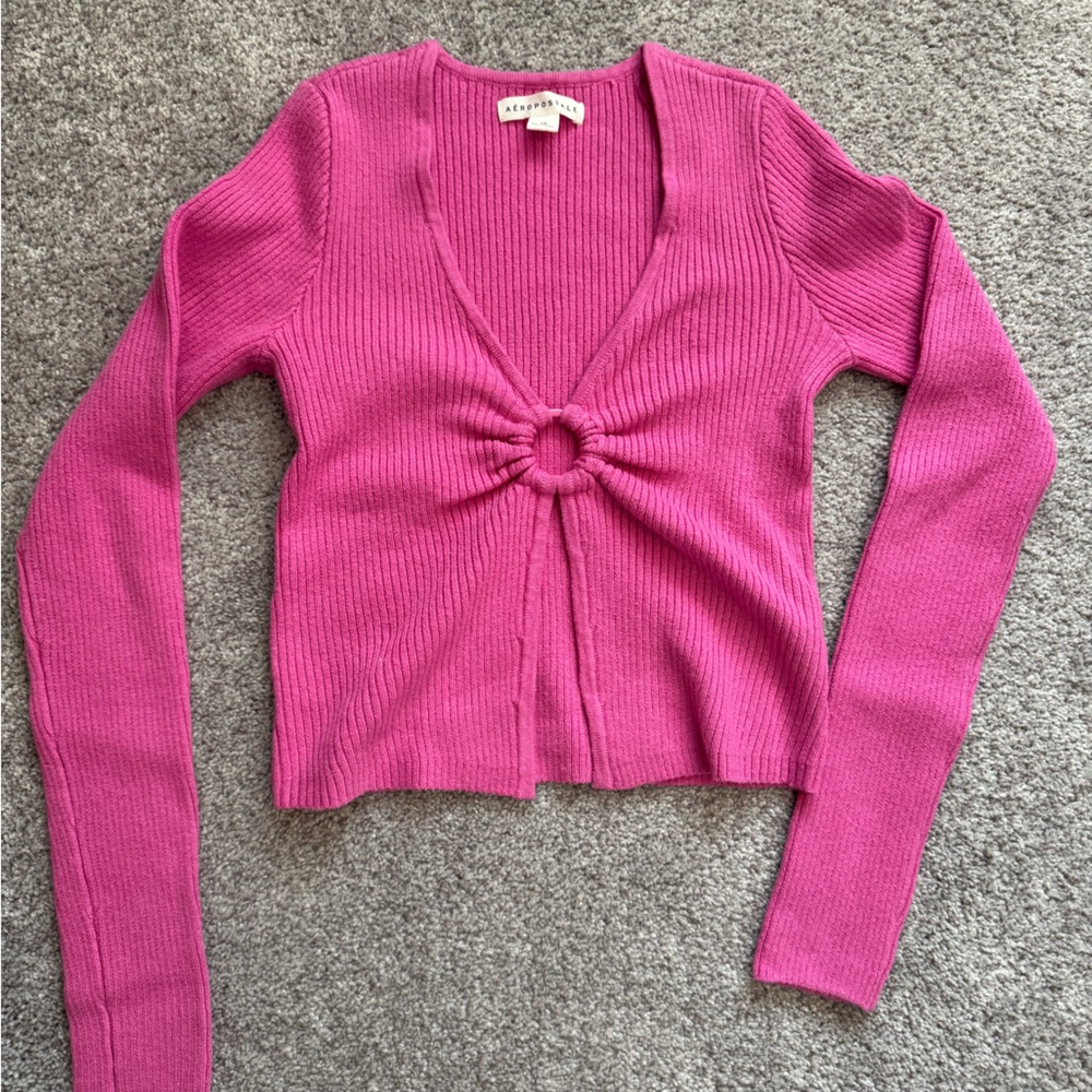 Aeropostale Fuchsia Ribbed Knit Top